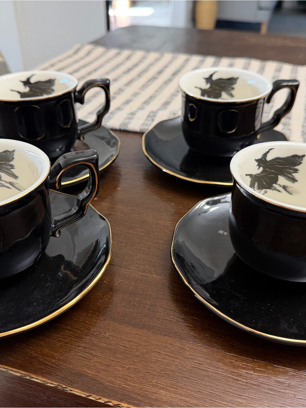 Potter’s Studio Halloween Witch Tea Cups & Saucers Set of 4